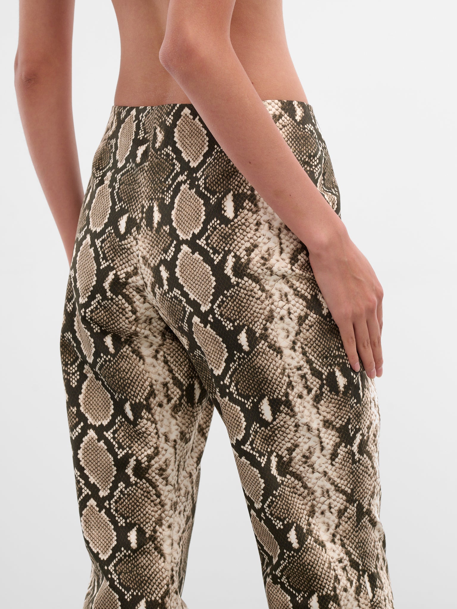 Snakeskin High Waist Flared Pants (PA01016-0015-BLACK)