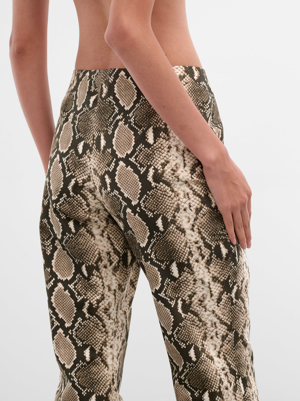 Snakeskin High Waist Flared Pants (PA01016-0015-BLACK)
