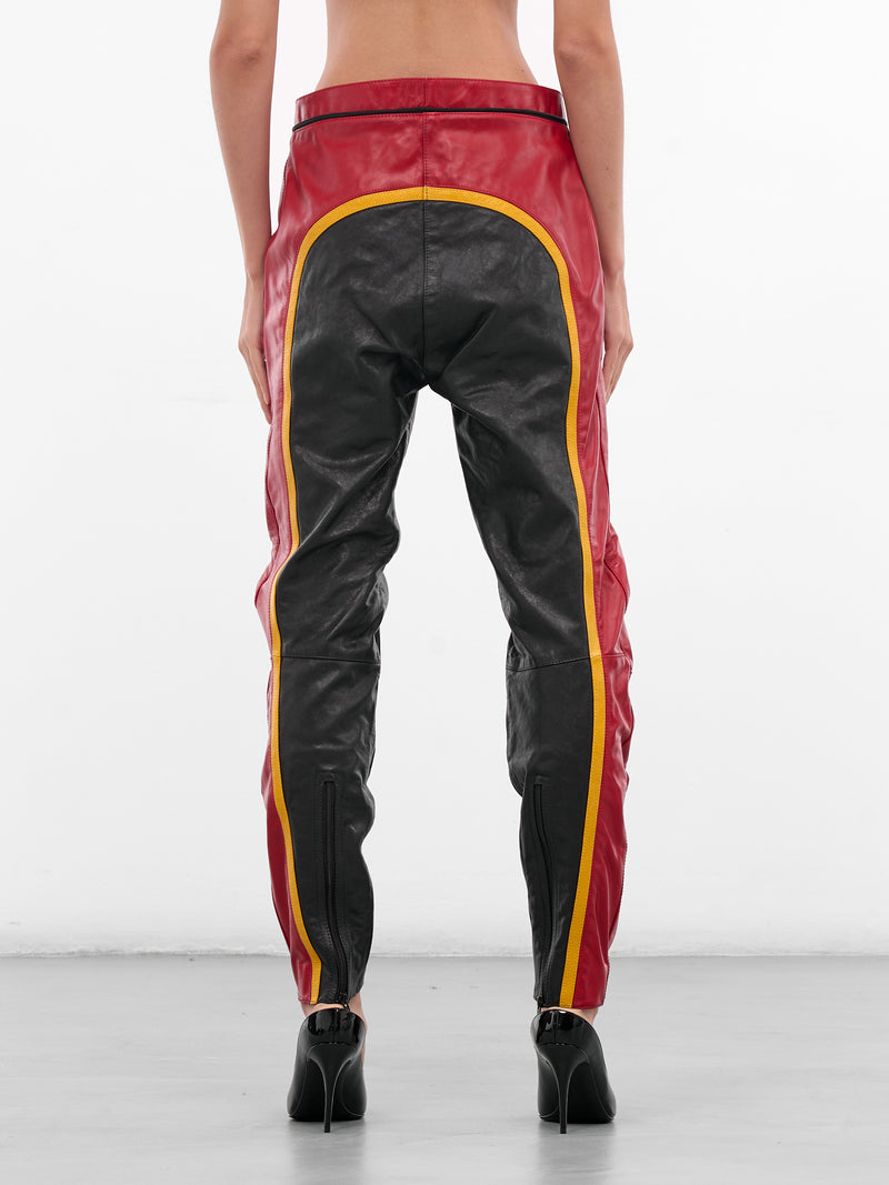 Black Leather Biker Slim Pants (PA01036-0015-BLACK)