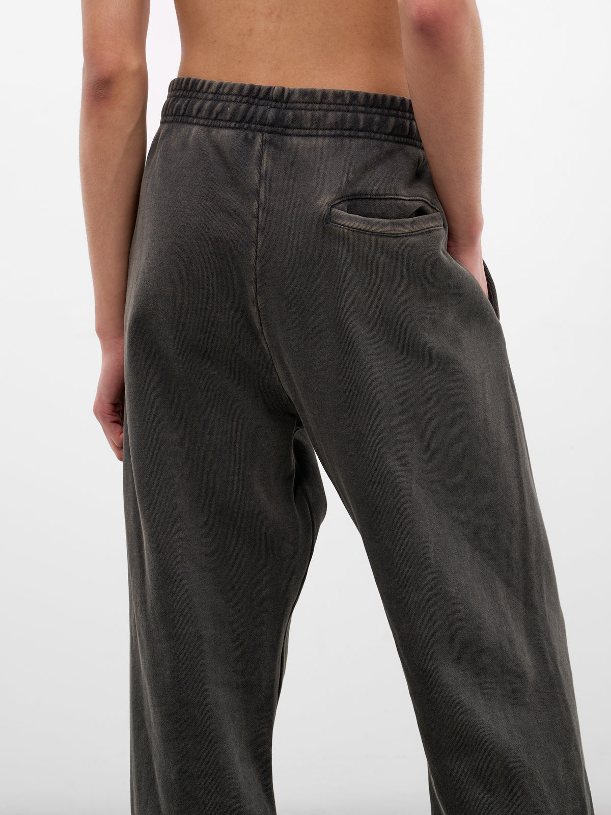 Washed Cotton Straight Leg Sweatpants (PA04012-WASHED-BLACK)
