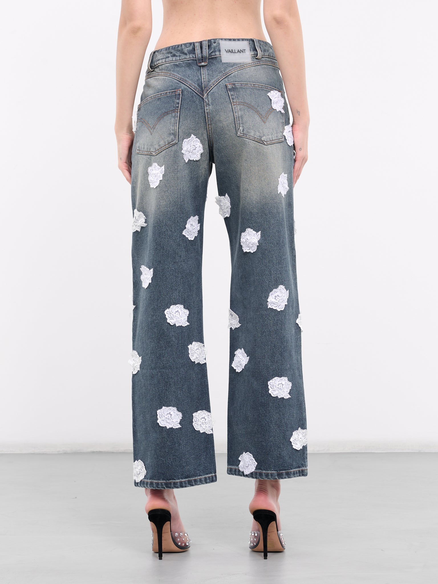 Lace Polka Dot Jeans (PA040A-BLEACH)