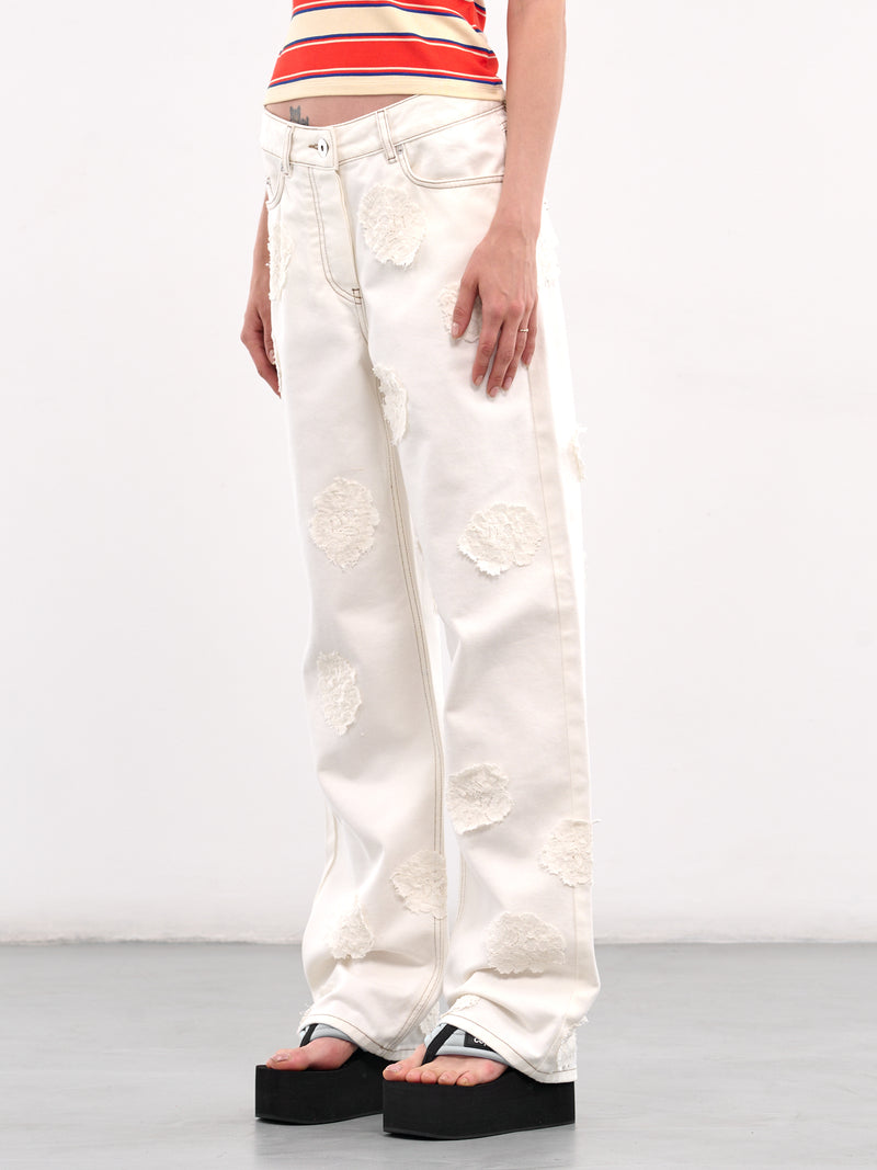 Lace Patch Jeans (PA044B-WHITE-LACE)