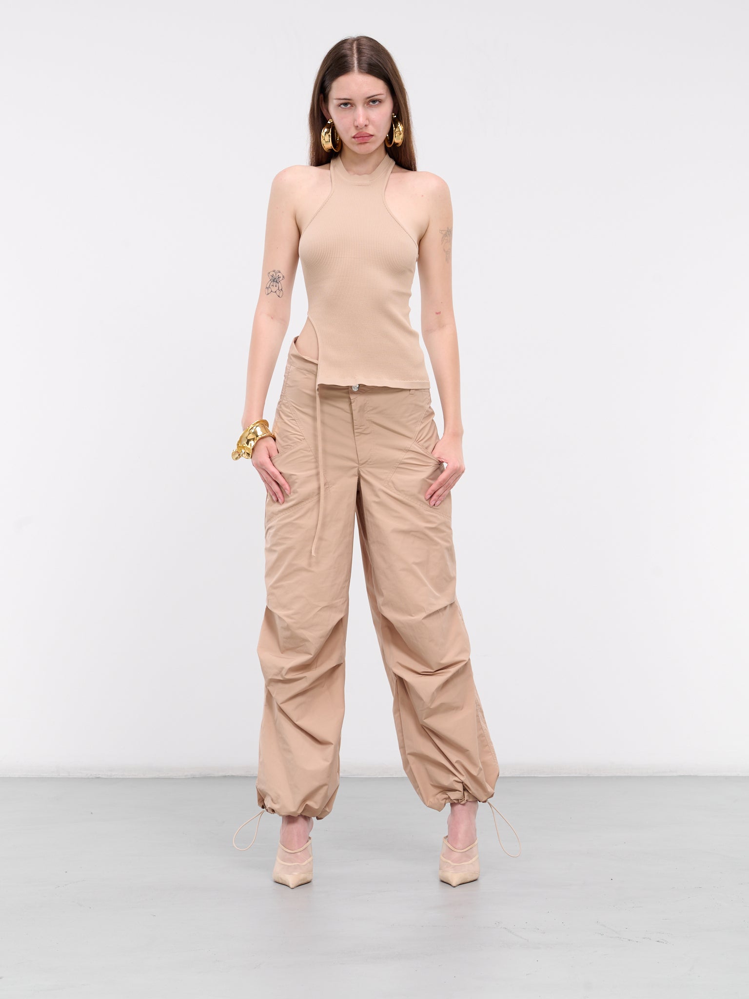 Nylon Cargo Pants (PA048964730475-NUDE)