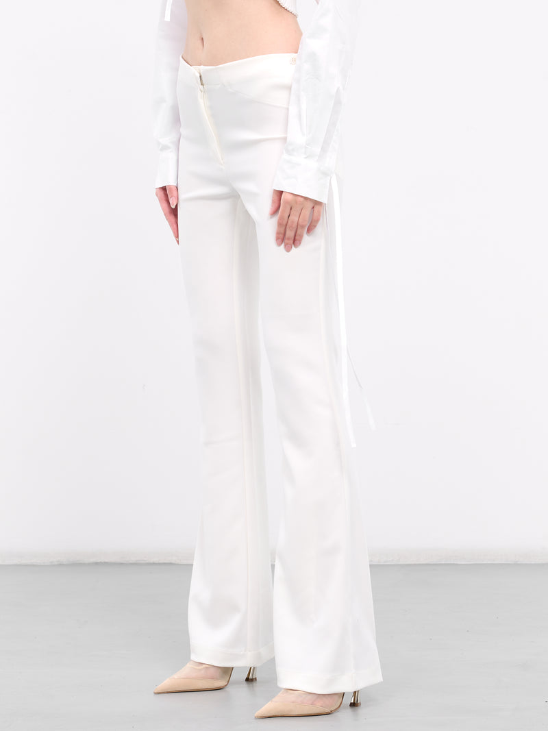 Technical Silk Flare Pants (PA058934730474-IVORY)