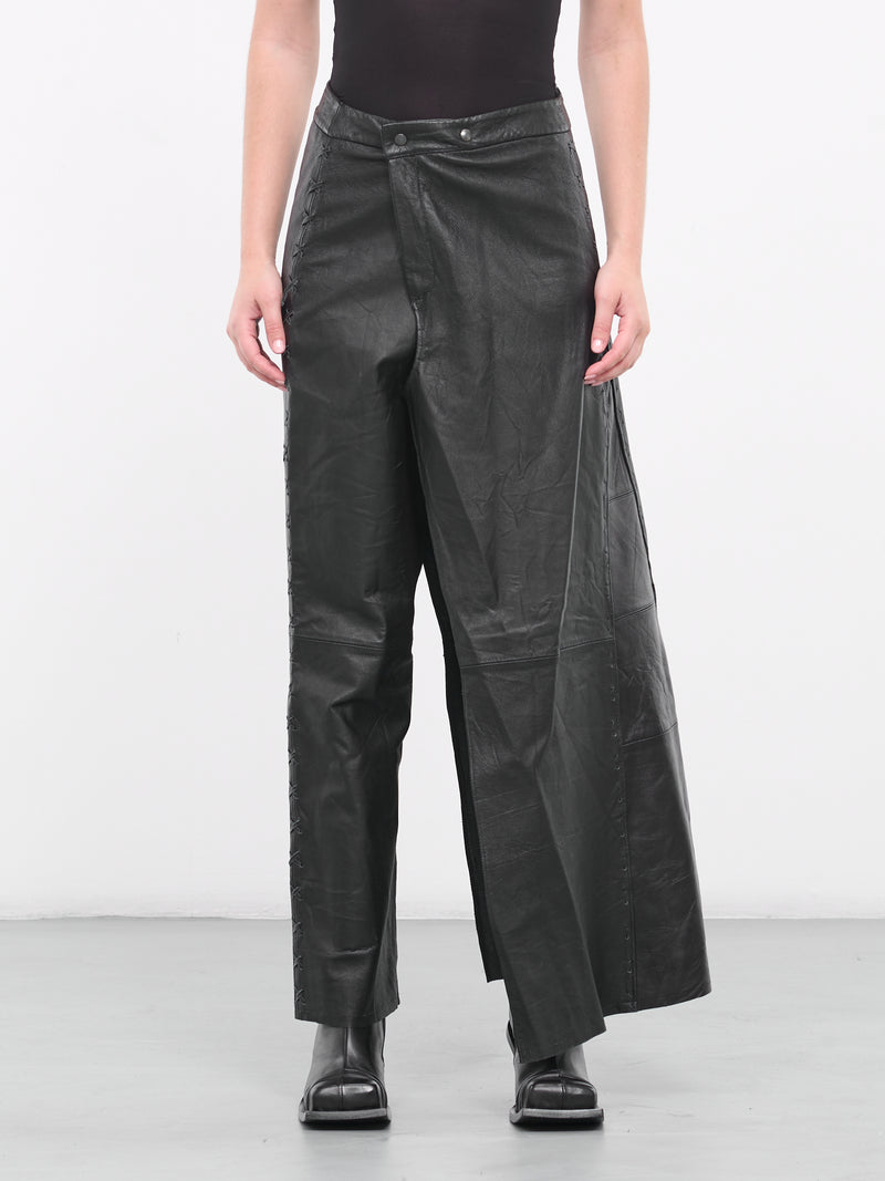 Leather Wrap Skirt (PA06-US-BLACK)