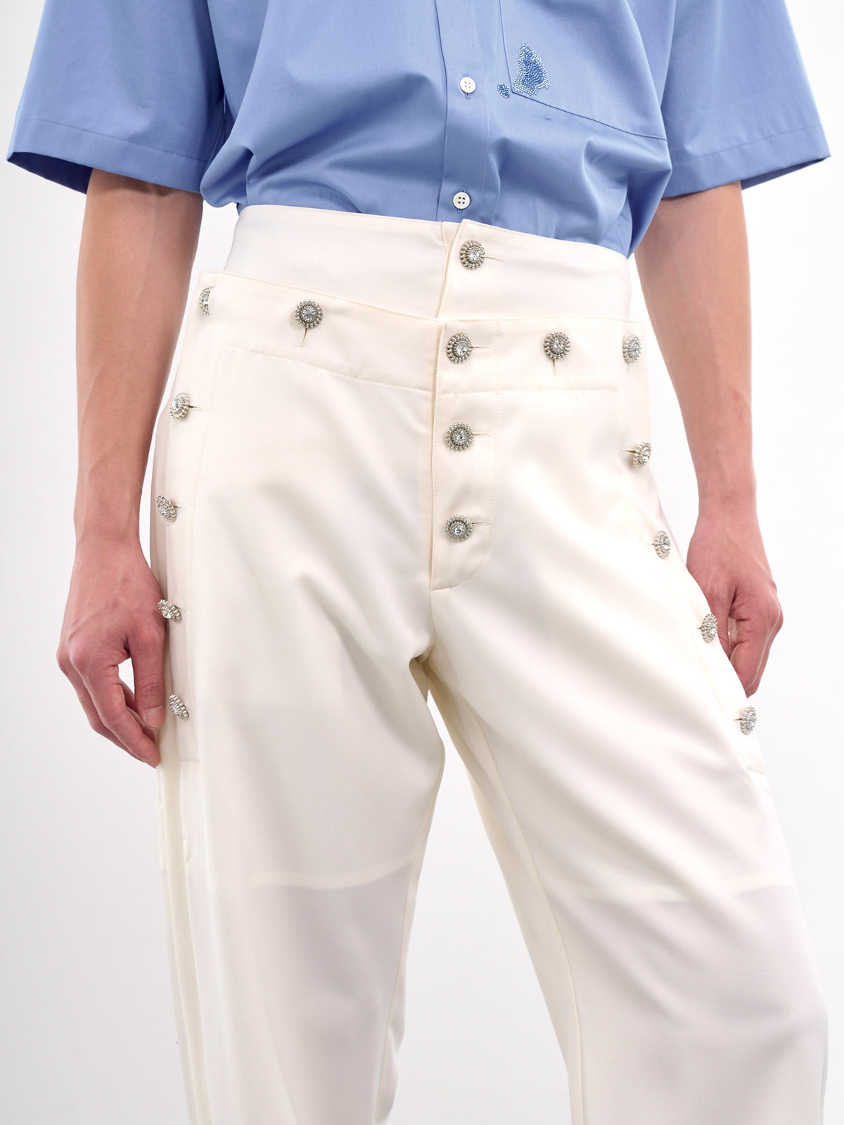 Jeweled Mariner Trousers (PA28WO08A25-WHITE)