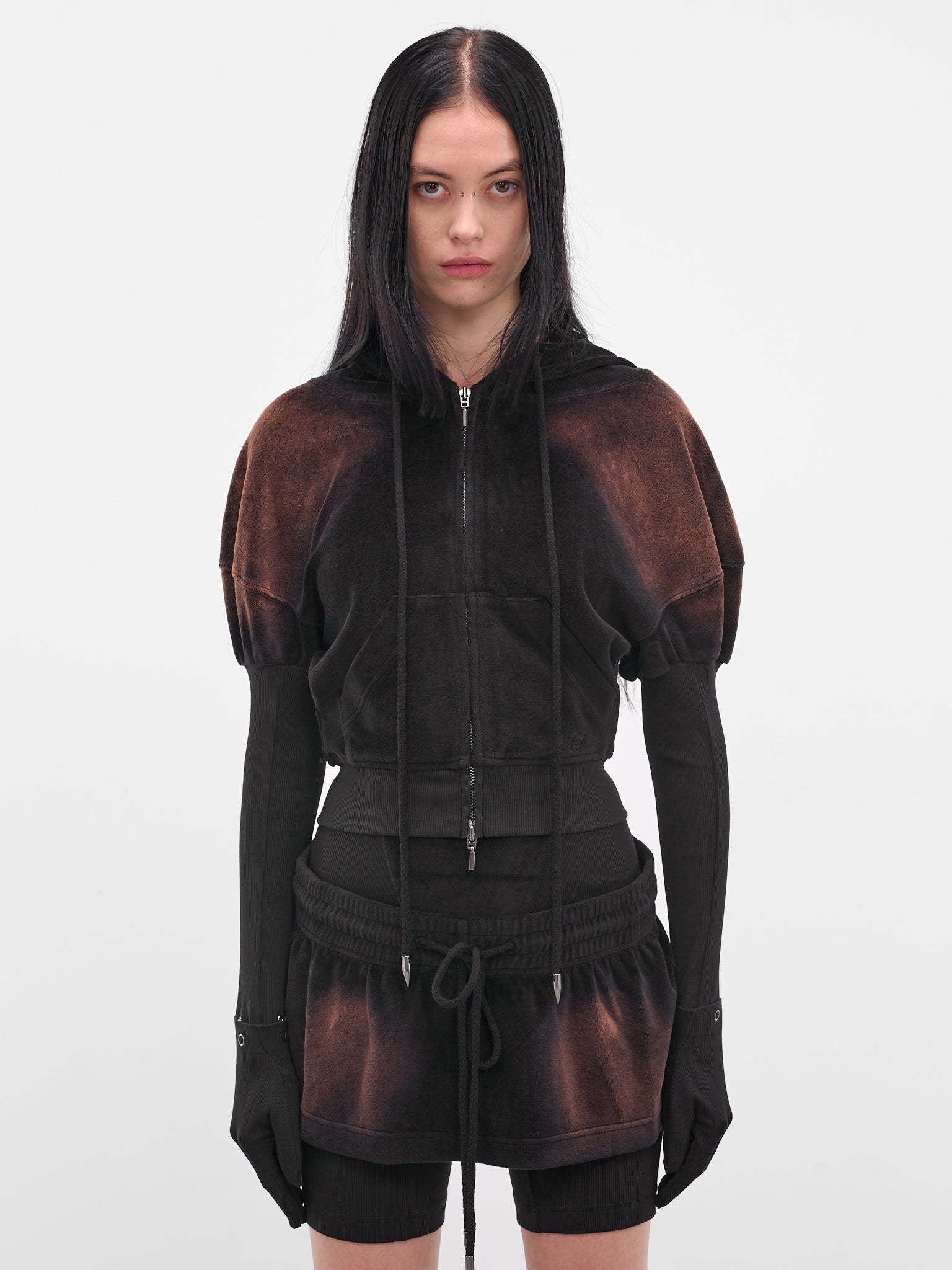 Brown Oversized Paris Zip Hoodie (PAHO0DARK-DARK)