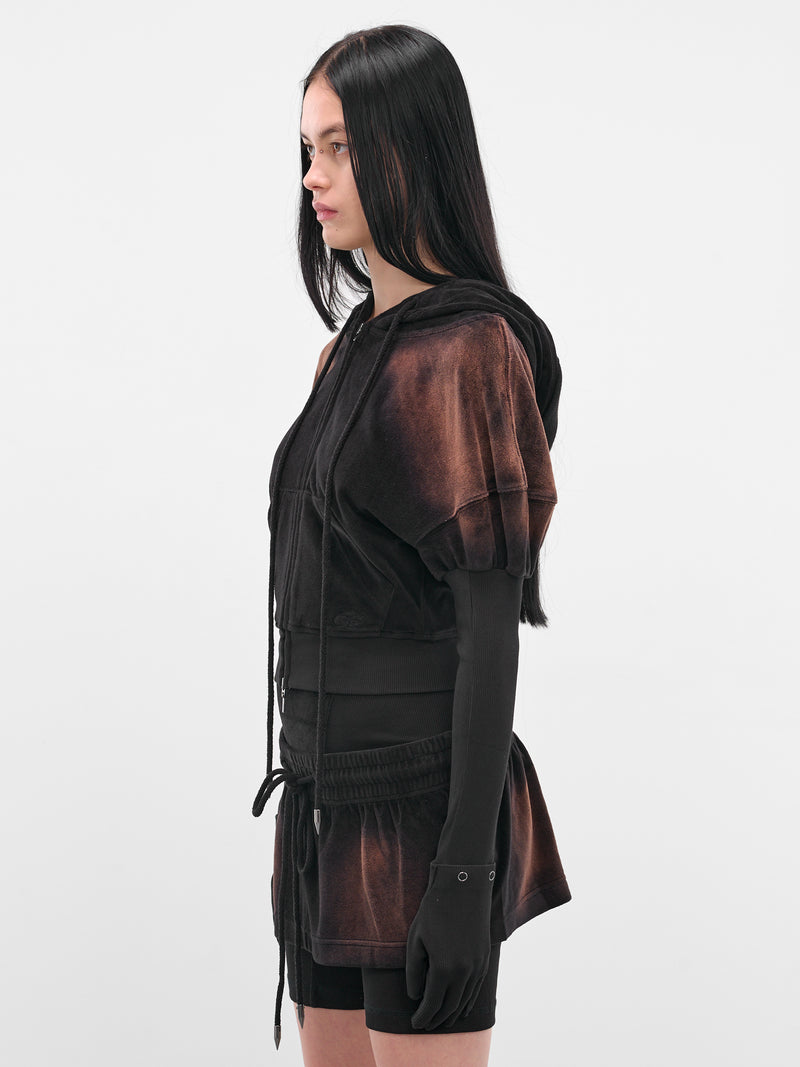 Brown Oversized Paris Zip Hoodie (PAHO0DARK-DARK)