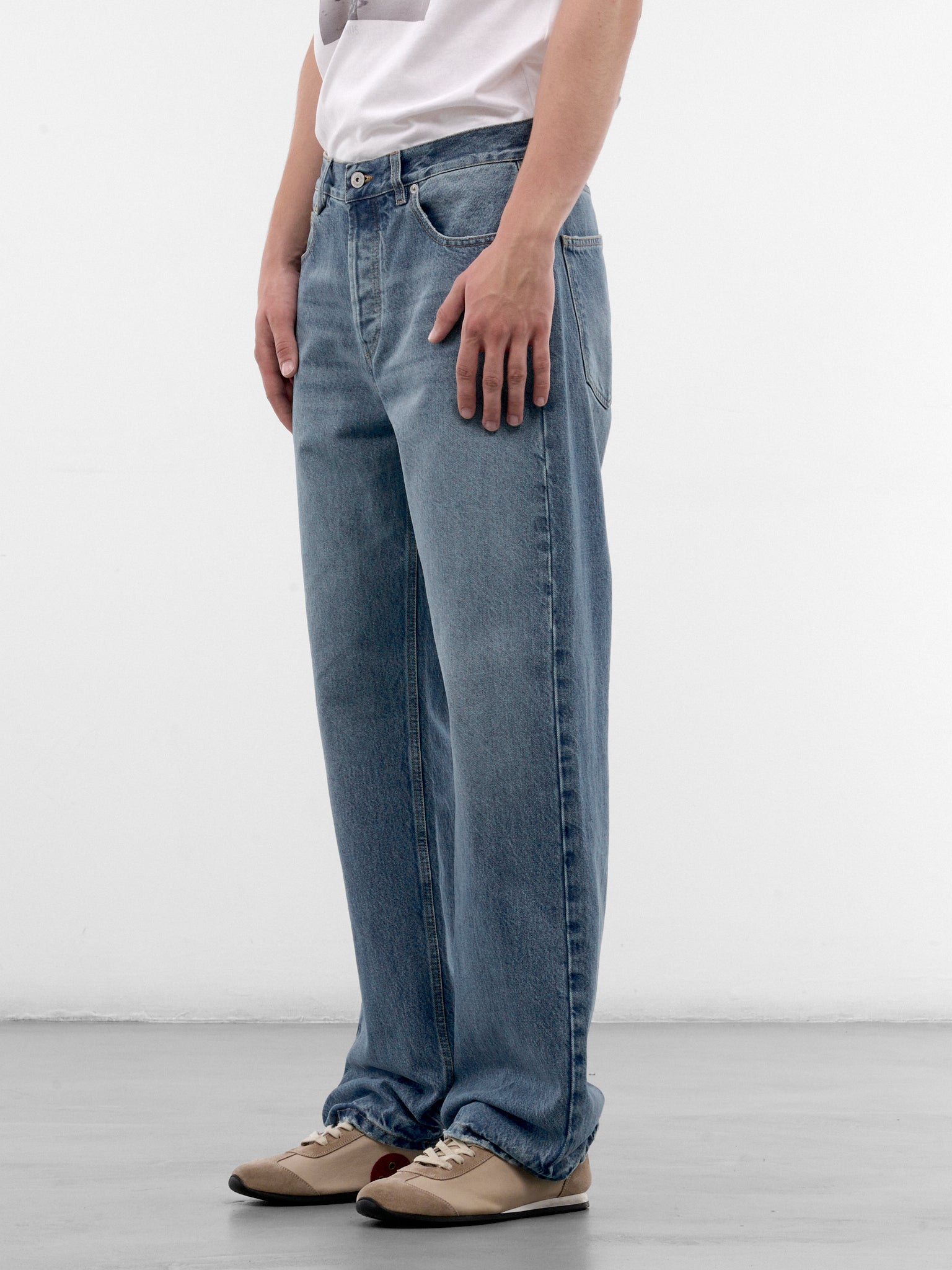 Blue Denim Wide Leg Jeans (PAM00028AD00038-BLUE-TABACCO)