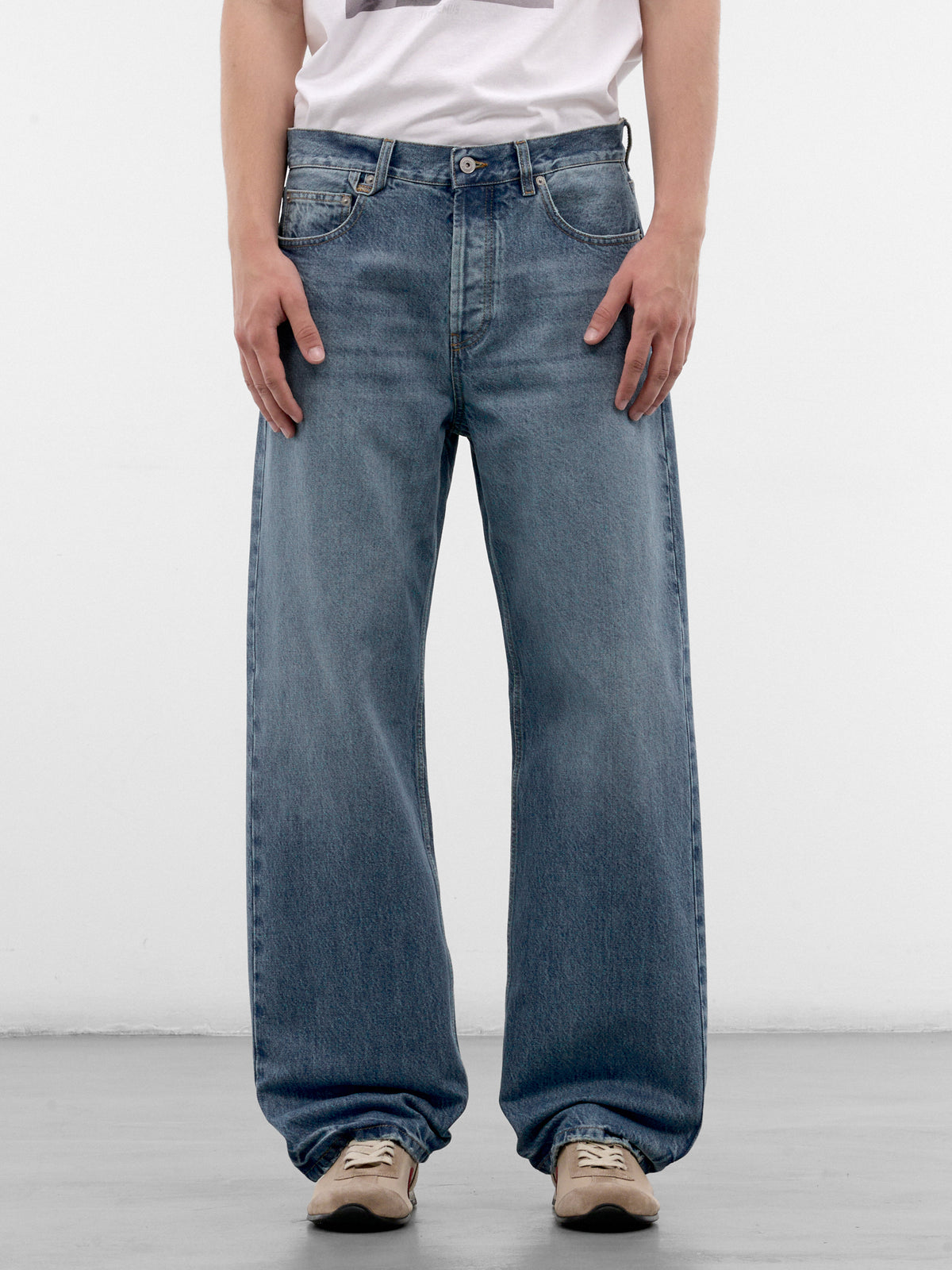 Blue Denim Wide Leg Jeans (PAM00028AD00038-BLUE-TABACCO)
