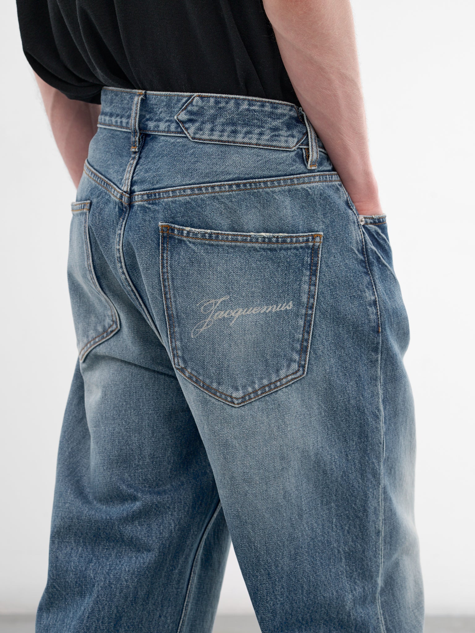 Blue Denim Droit Baggy Jeans (PAM00028AD00038-BLUE-TABAC)