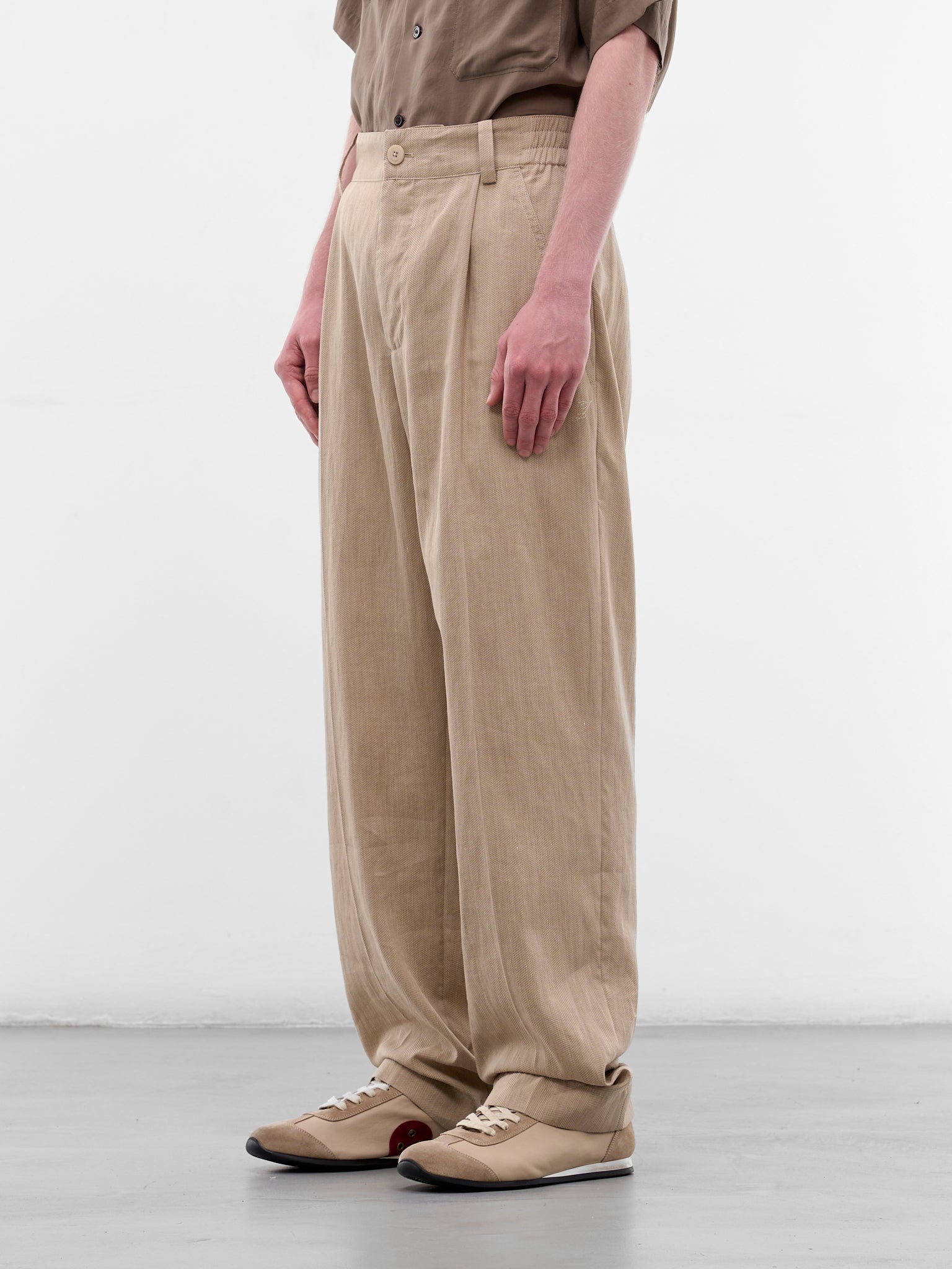 Beige Croisière Linen Trousers (PAM00131AW00738-BEIGE)