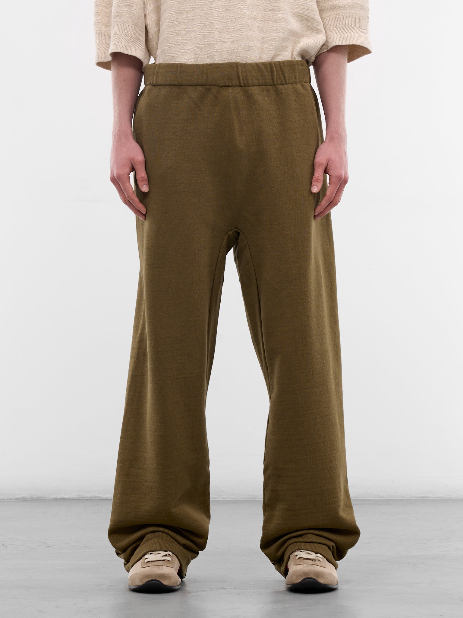 Khaki Cotton Logo Straight Sweatpants (PAM00555AJ00255-DARK-KHAKI)