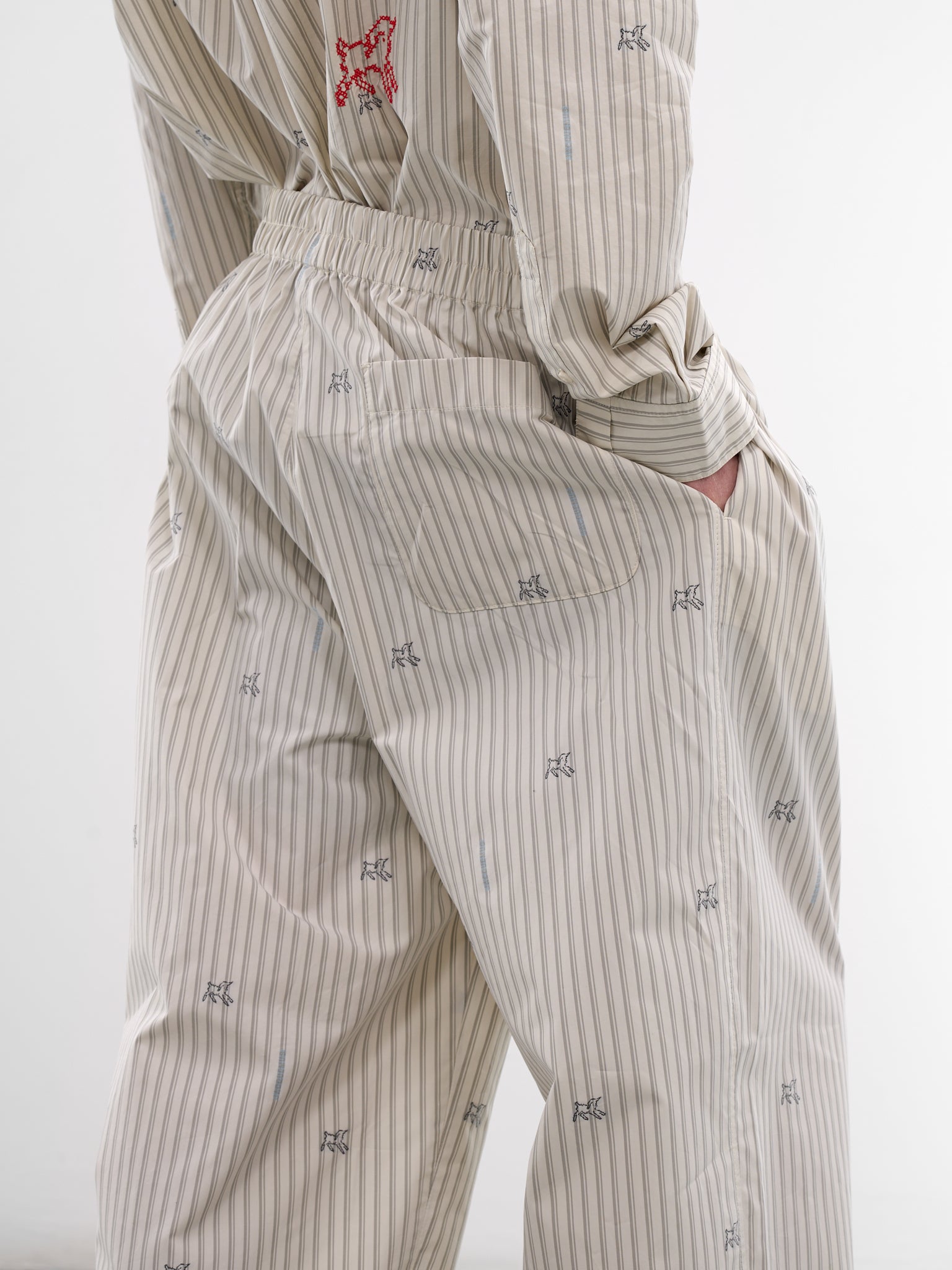White Lamb & Stripe Pajama Pants (PAM00565AW00750-LAMB-STRIPES)