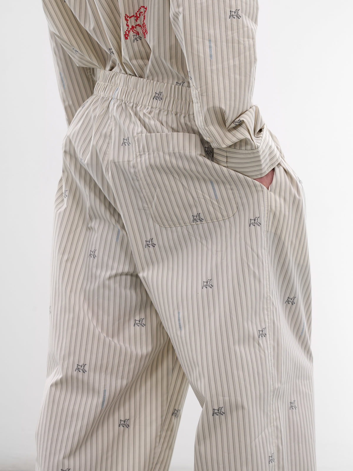 White Lamb & Stripe Pajama Pants (PAM00565AW00750-LAMB-STRIPES)