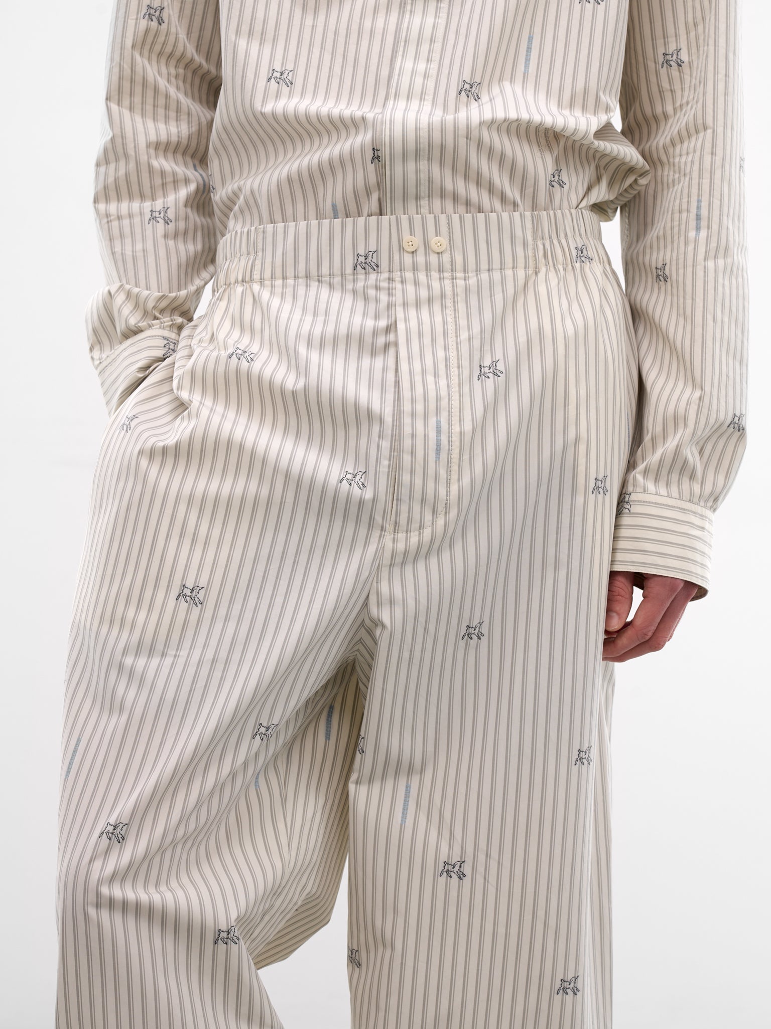 White Lamb & Stripe Pajama Pants (PAM00565AW00750-LAMB-STRIPES)