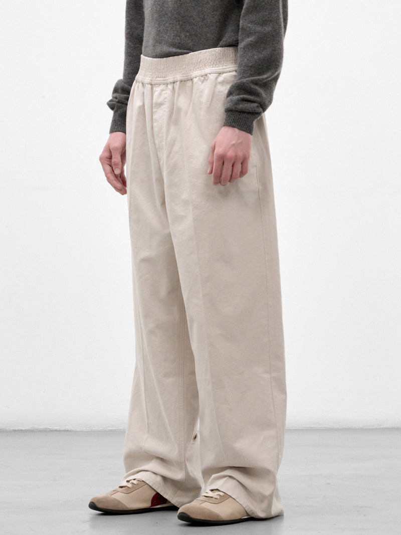 Off-White Cotton Wide Trousers (PAM00597AD00061-OFF-WHITE)