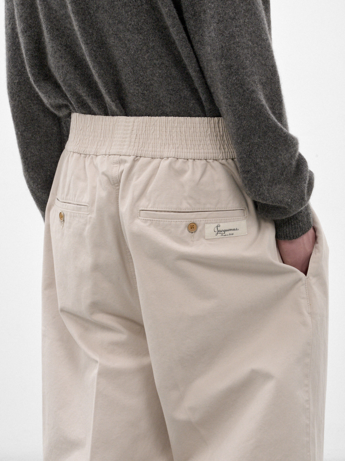Off-White Cotton Wide Trousers (PAM00597AD00061-OFF-WHITE)