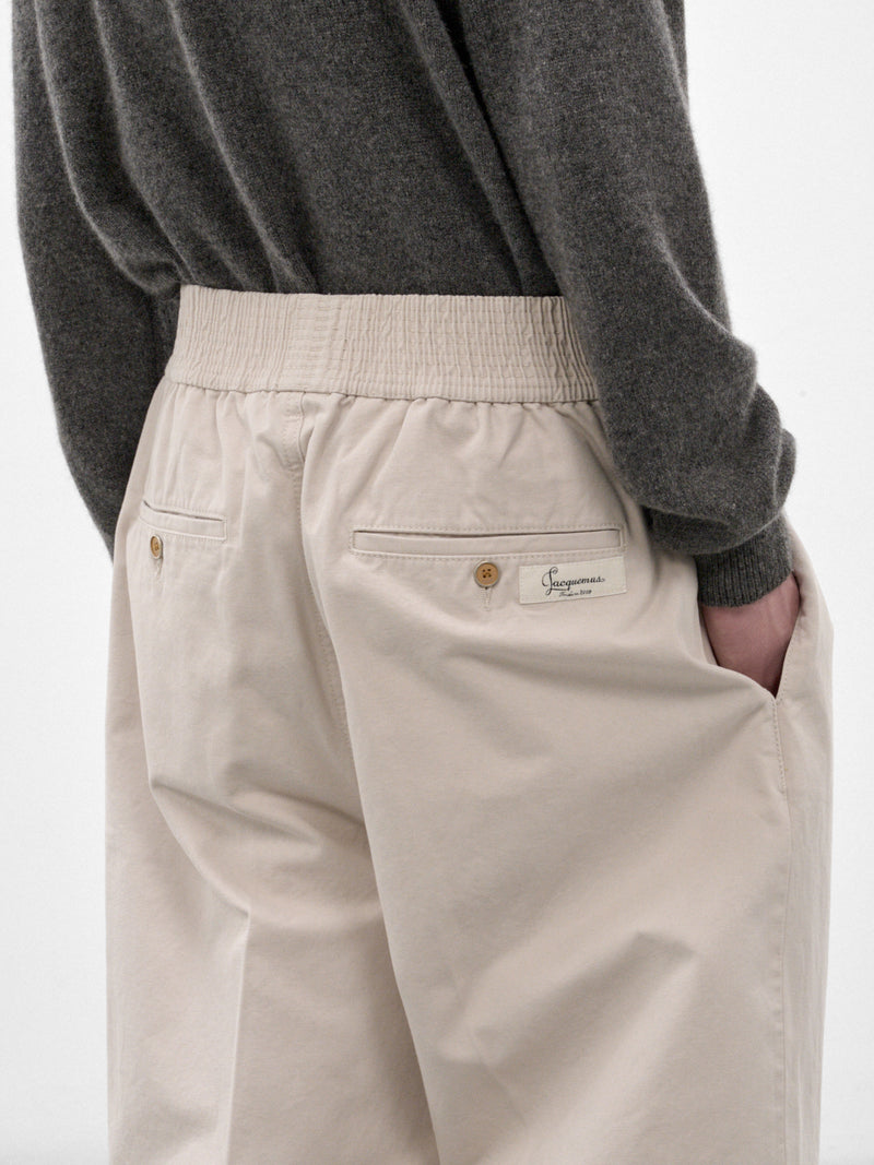 Off-White Cotton Wide Trousers (PAM00597AD00061-OFF-WHITE)