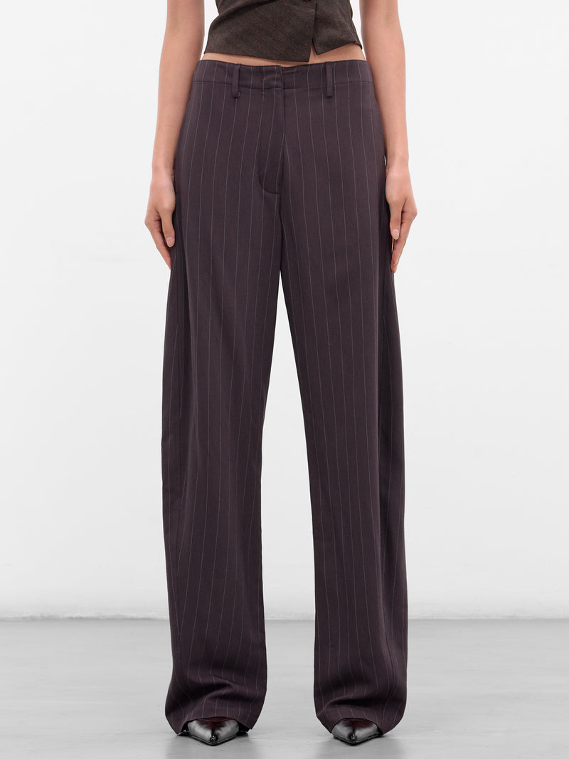 Brown Pinstripe Tailored Trousers (PANTS-01-BROWN-STRIPES)