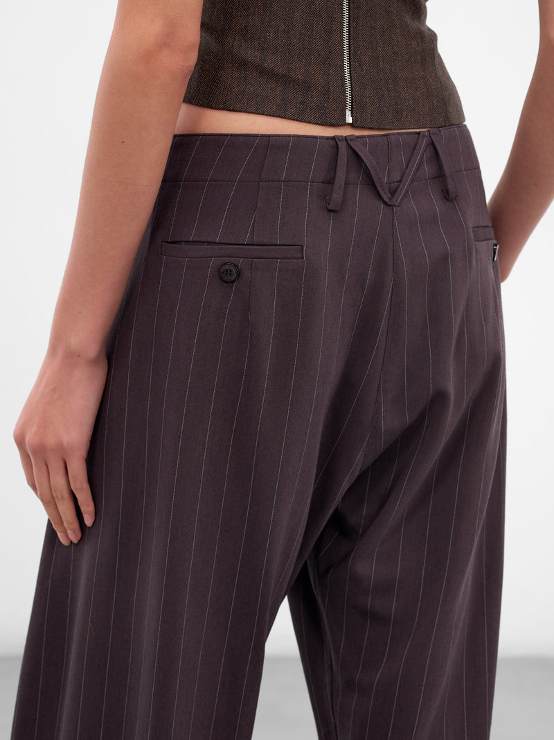 Brown Pinstripe Tailored Trousers (PANTS-01-BROWN-STRIPES)