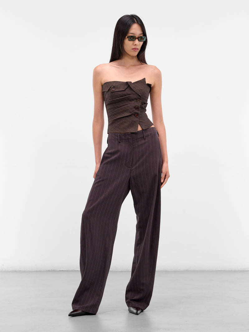 Brown Pinstripe Tailored Trousers (PANTS-01-BROWN-STRIPES)