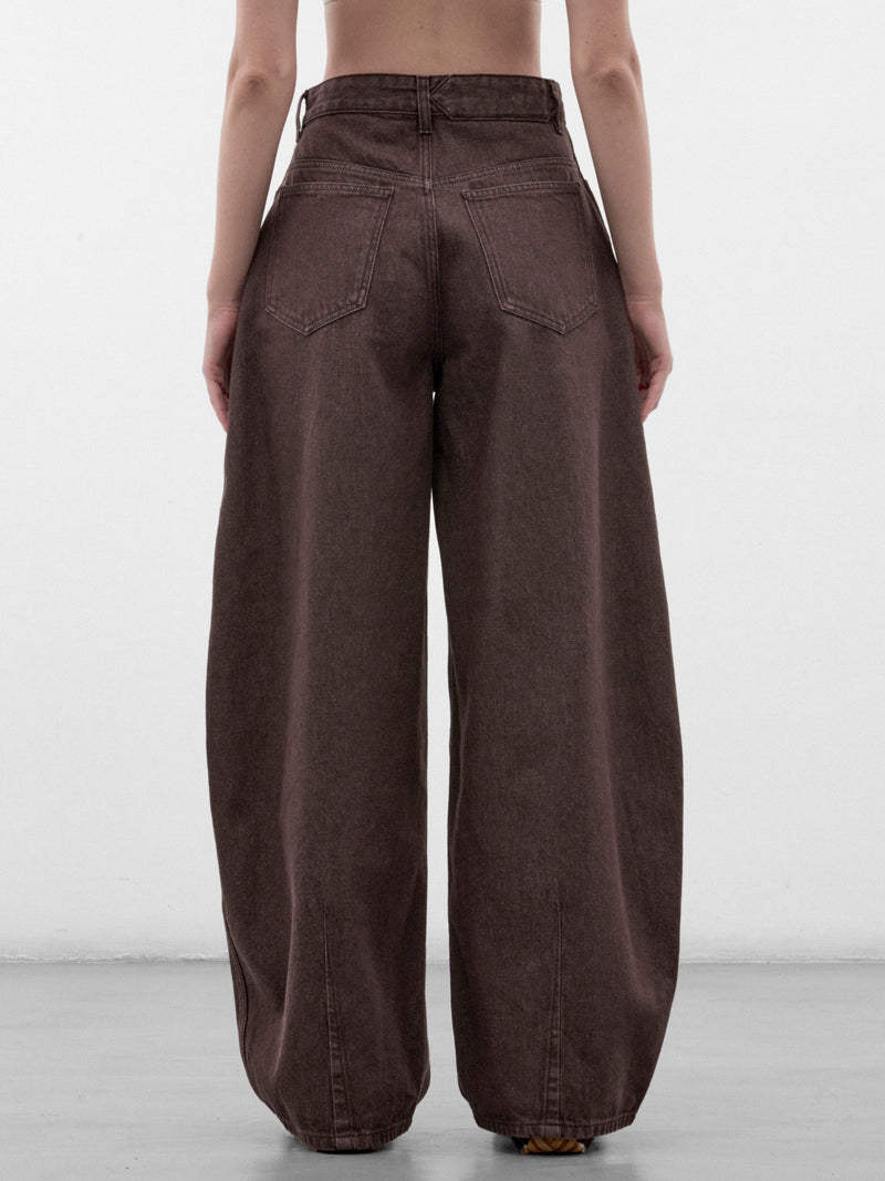 Brown Denim Curved Leg Jeans (PAW00609AD00077-BROWN)