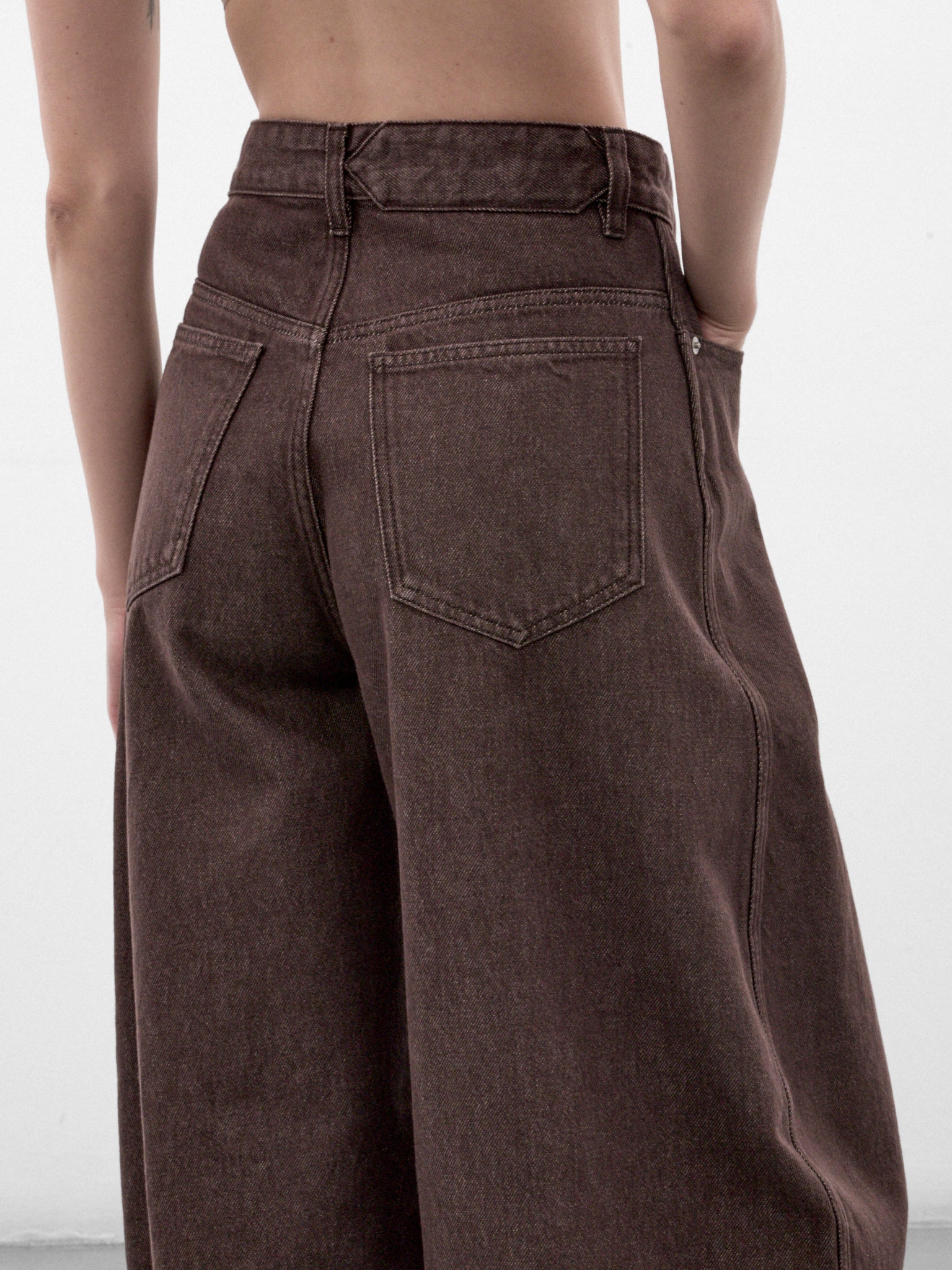 Brown Denim Curved Leg Jeans (PAW00609AD00077-BROWN)