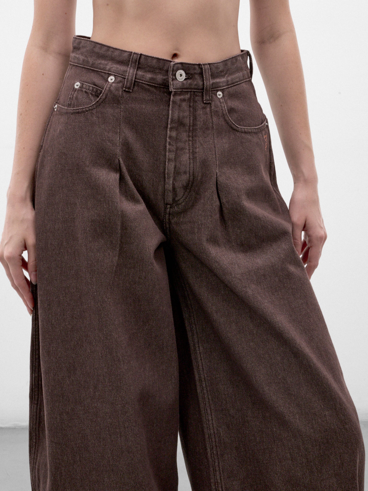 Brown Denim Curved Leg Jeans (PAW00609AD00077-BROWN)