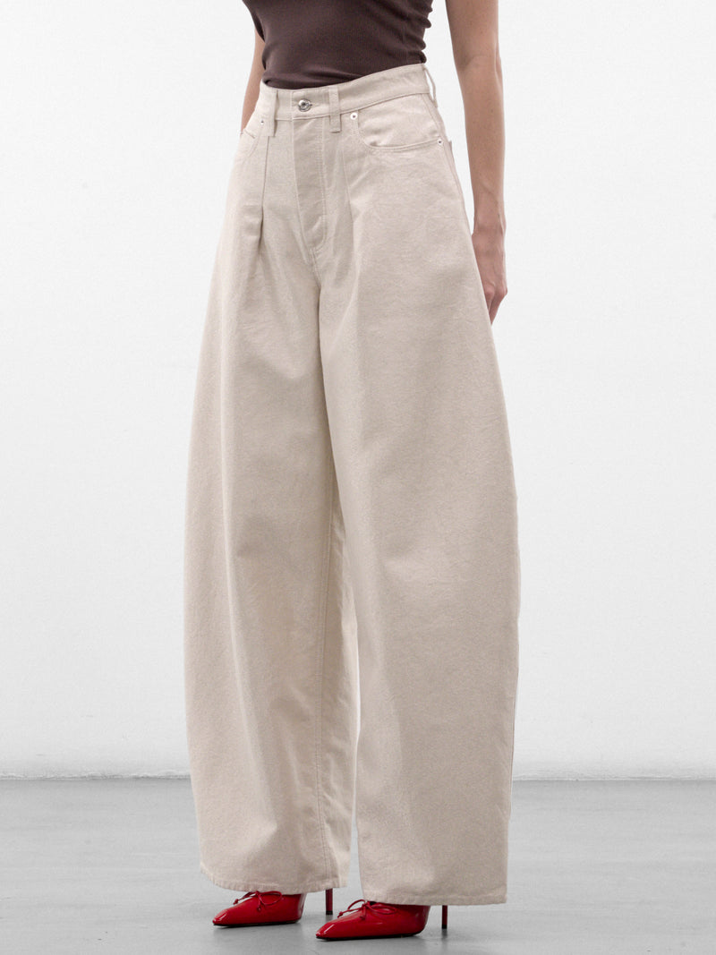 Off-White Cotton Wide Leg Jeans (PAW00609AD00081-OFF-WHITE-SILV)