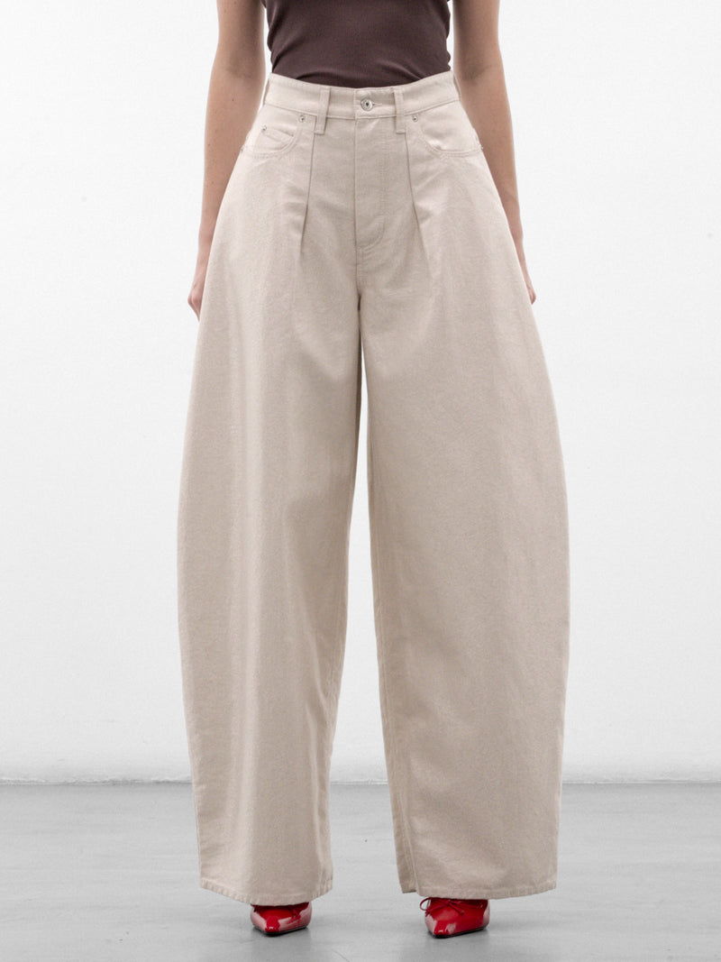 Off-White Cotton Wide Leg Jeans (PAW00609AD00081-OFF-WHITE-SILV)