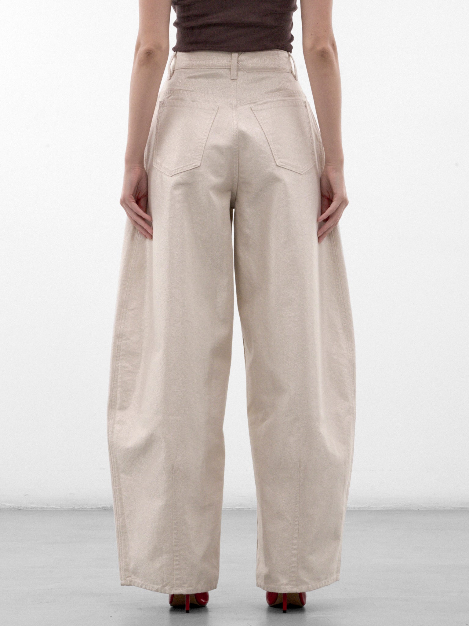 Off-White Cotton Wide Leg Jeans (PAW00609AD00081-OFF-WHITE-SILV)