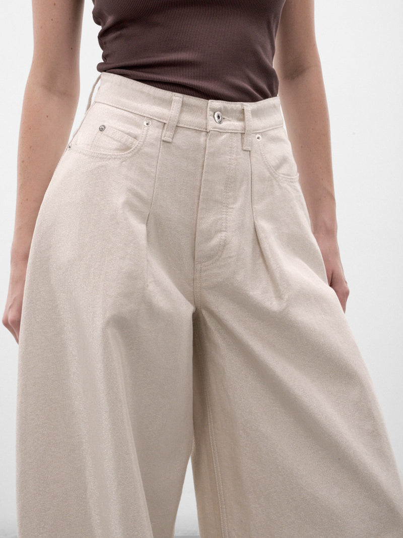 Off-White Cotton Wide Leg Jeans (PAW00609AD00081-OFF-WHITE-SILV)
