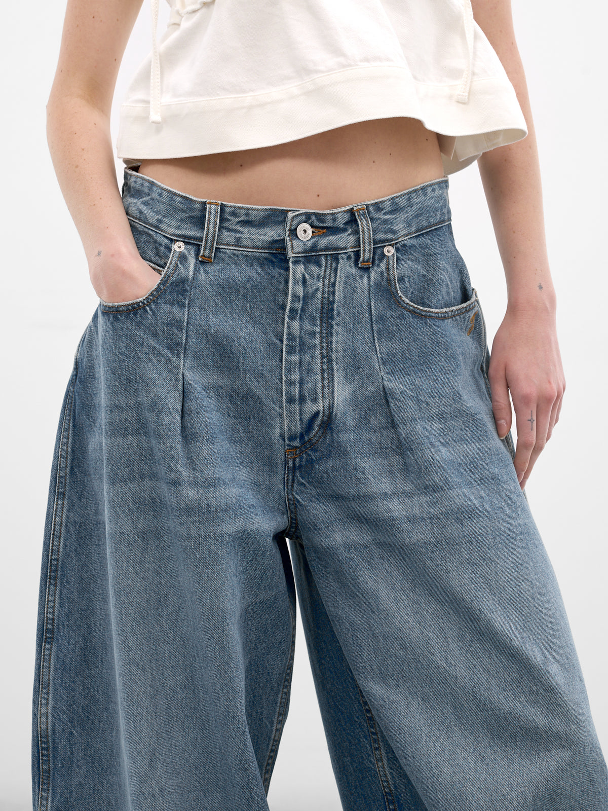 Blue Ovalo Baggy Denim Jeans (PAW00609AD0038-BLUE)