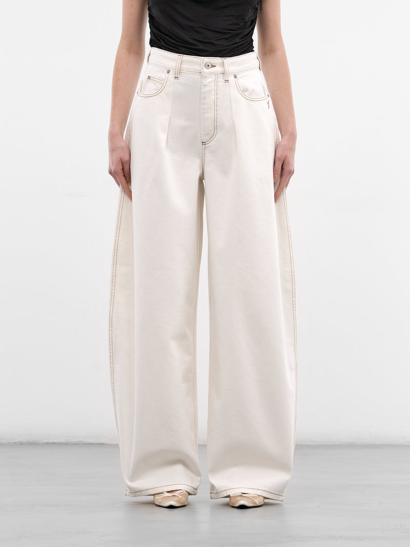 White Ovalo Baggy Denim Jeans (PAW00609AD0040-OFF-WHITE-TABAC)