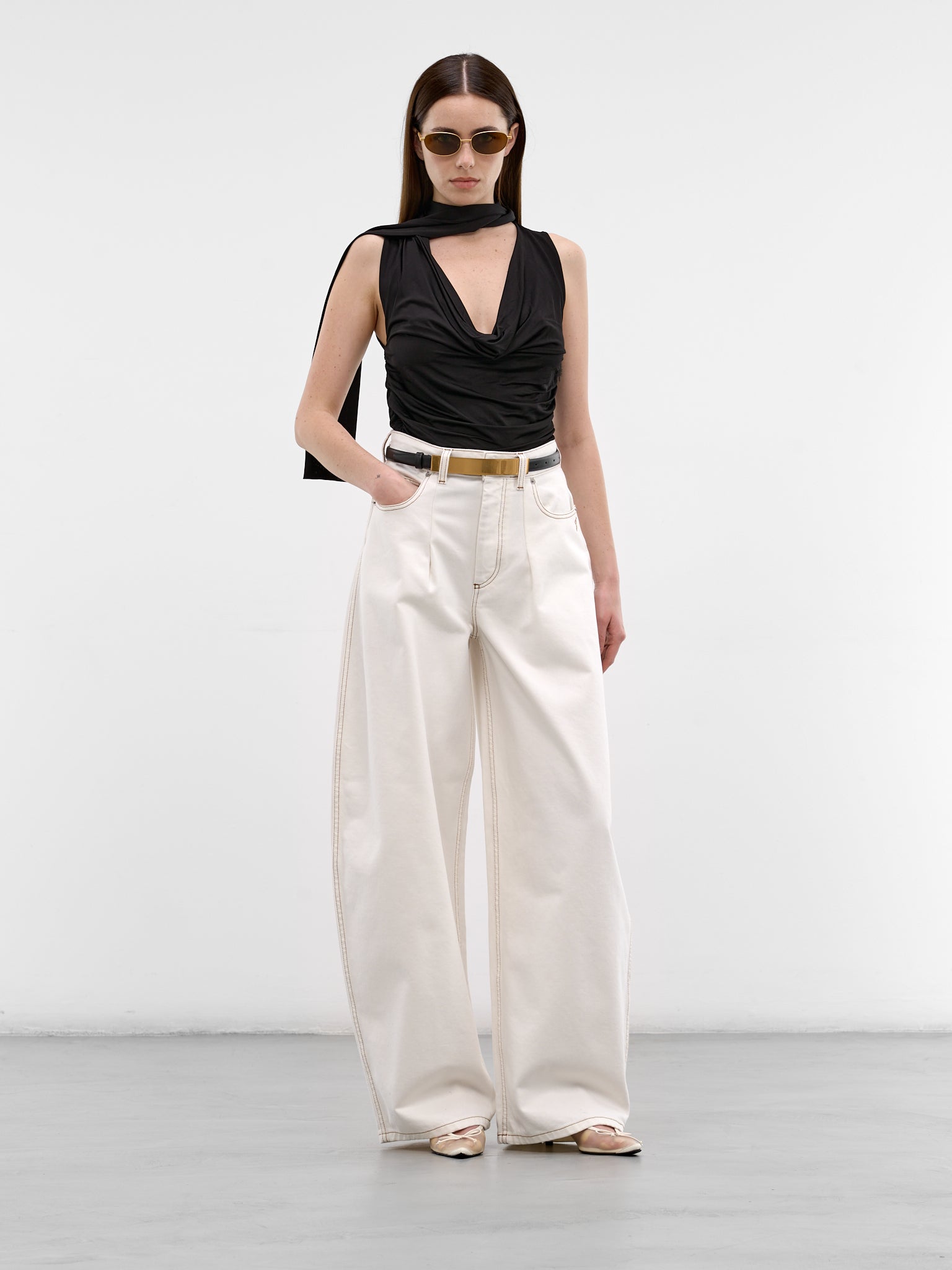 White Ovalo Baggy Denim Jeans (PAW00609AD0040-OFF-WHITE-TABAC)