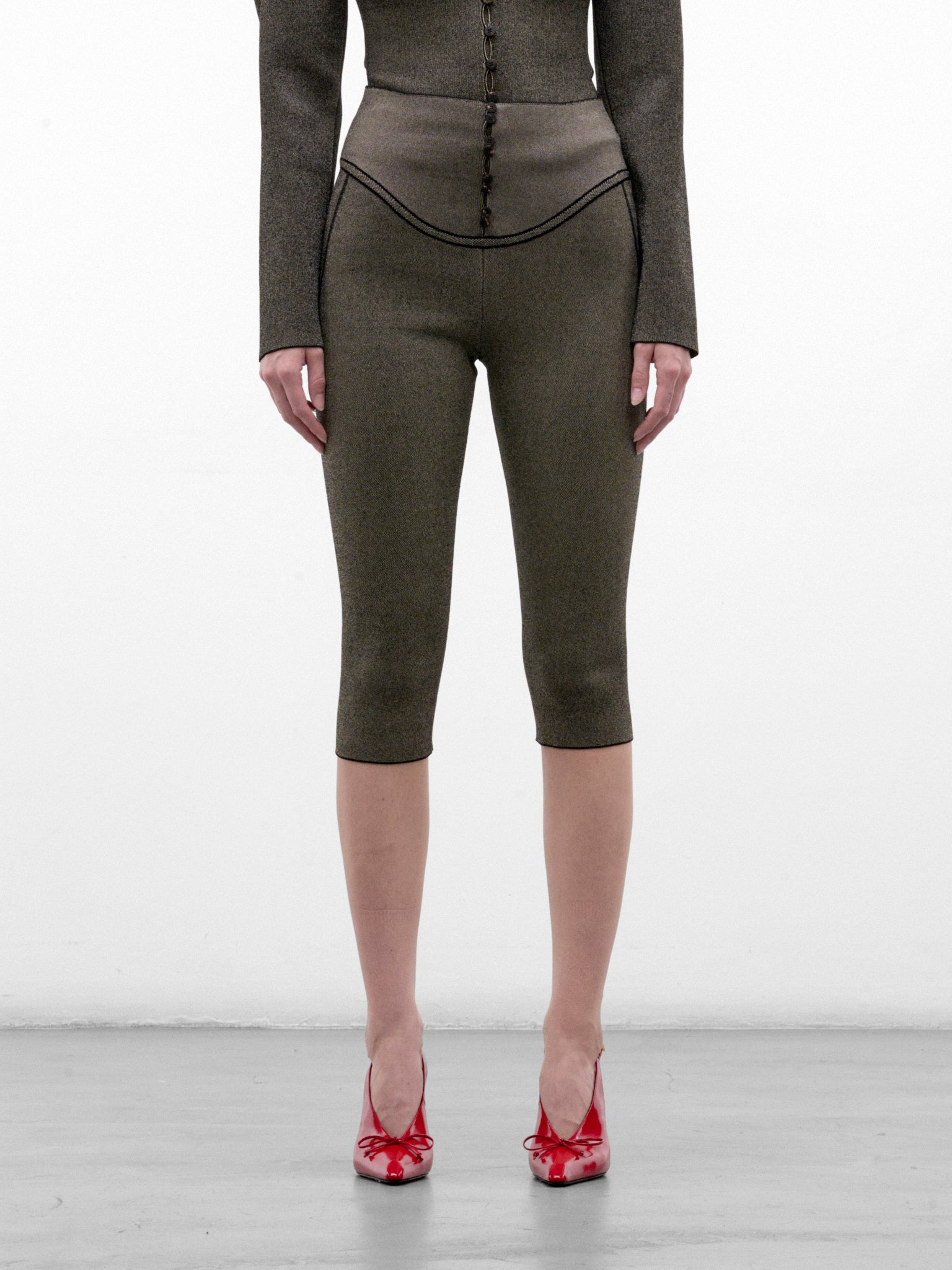 Dark Beige Serra Cropped Leggings (PAW00618AK00269-DARK-BEIGE)