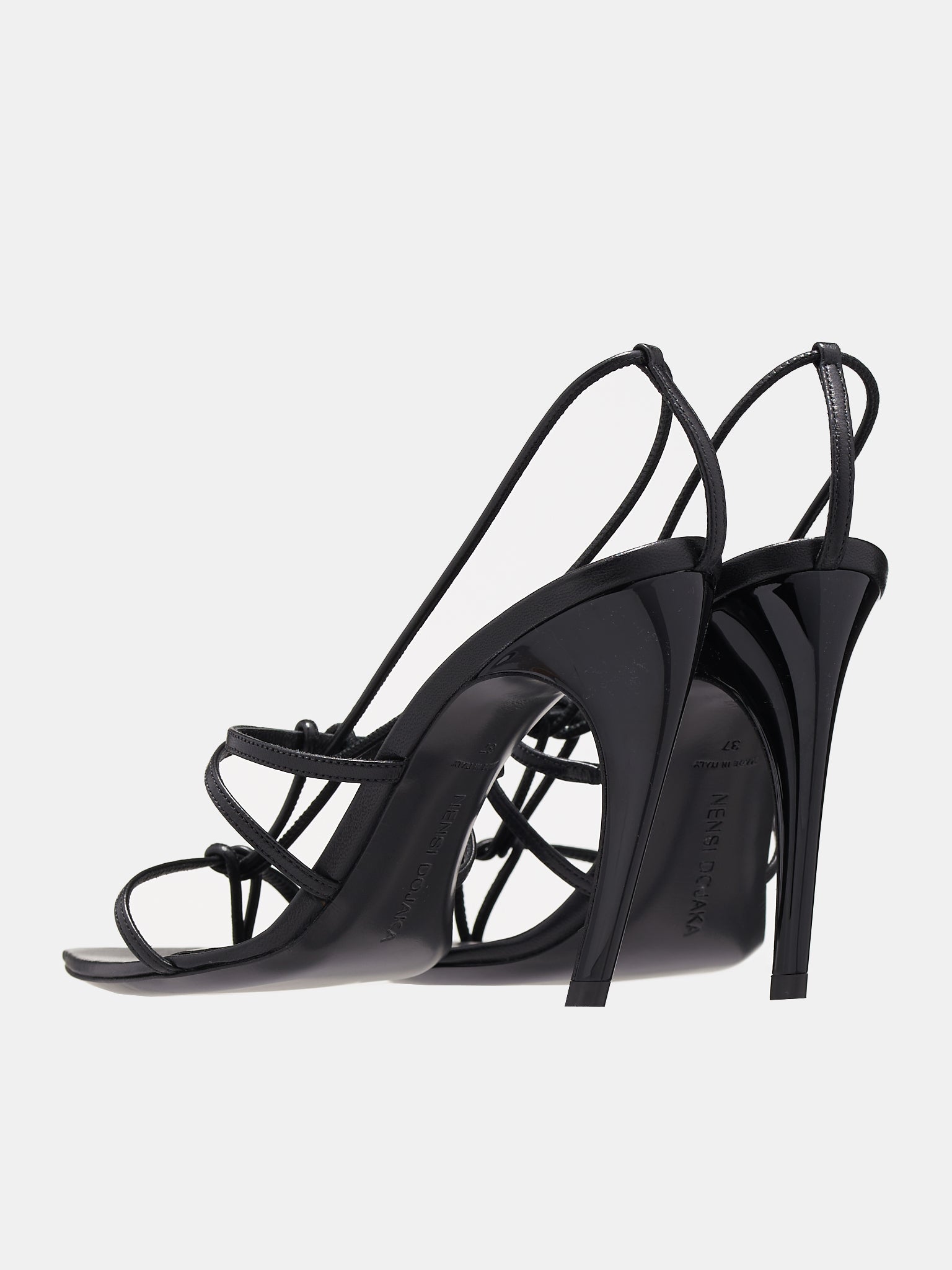 Leather Heeled Sandals (PCW42040-BLACK)