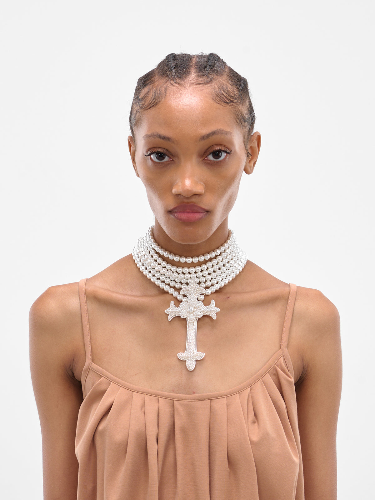Pearl Cross Necklace (PEARLS-CROSS-ECRU)