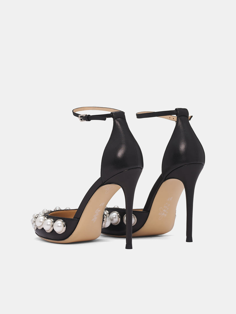 NICOLA BROGNANO Black Pearls Heels | H.Lorenzo - side back