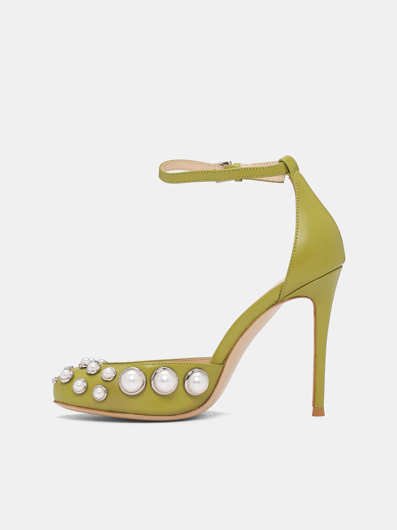NICOLA BROGNANO Green Pearls Heels | H.Lorenzo - side