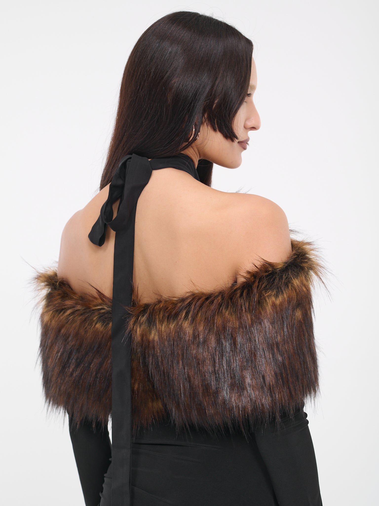 Faux-Fur Ruched Dress (PECOLYDR07-MULTICOLOR)