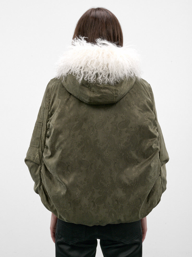 Green Jacquard Bomber Cape (PFAW26OW04-GREEN)