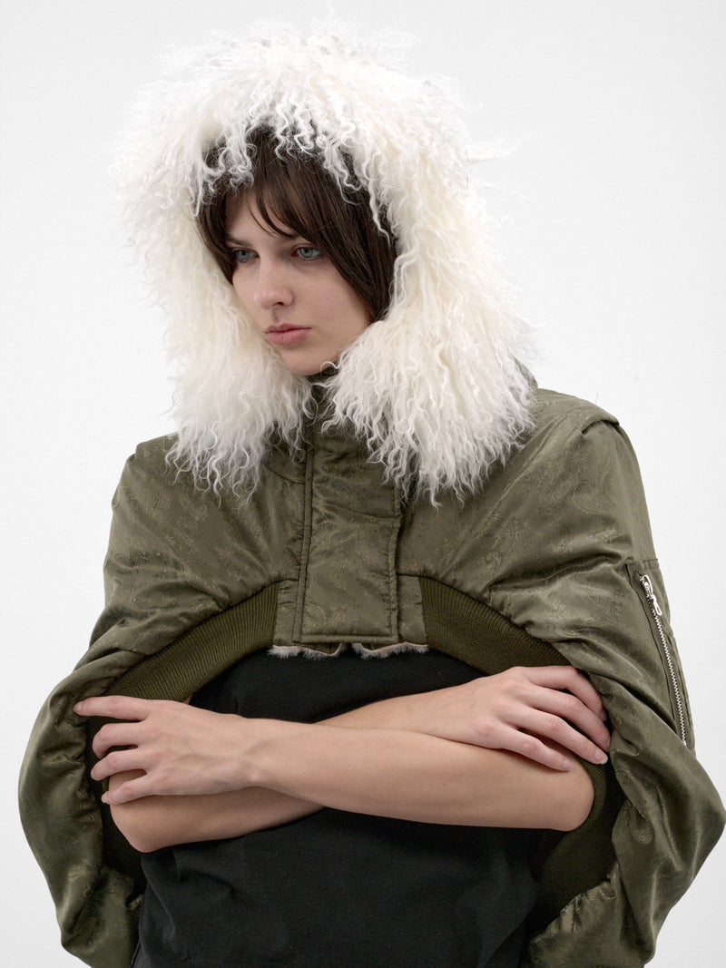 Green Jacquard Bomber Cape (PFAW26OW04-GREEN)