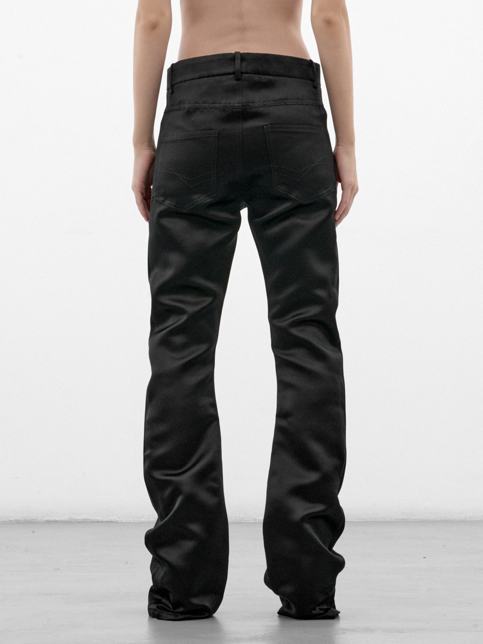Black Silk Duchesse Flared Trousers (PFAW26TR03-1-BLACK)