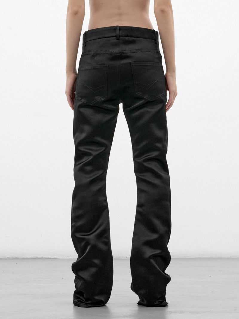 Black Silk Duchesse Flared Trousers (PFAW26TR03-1-BLACK)