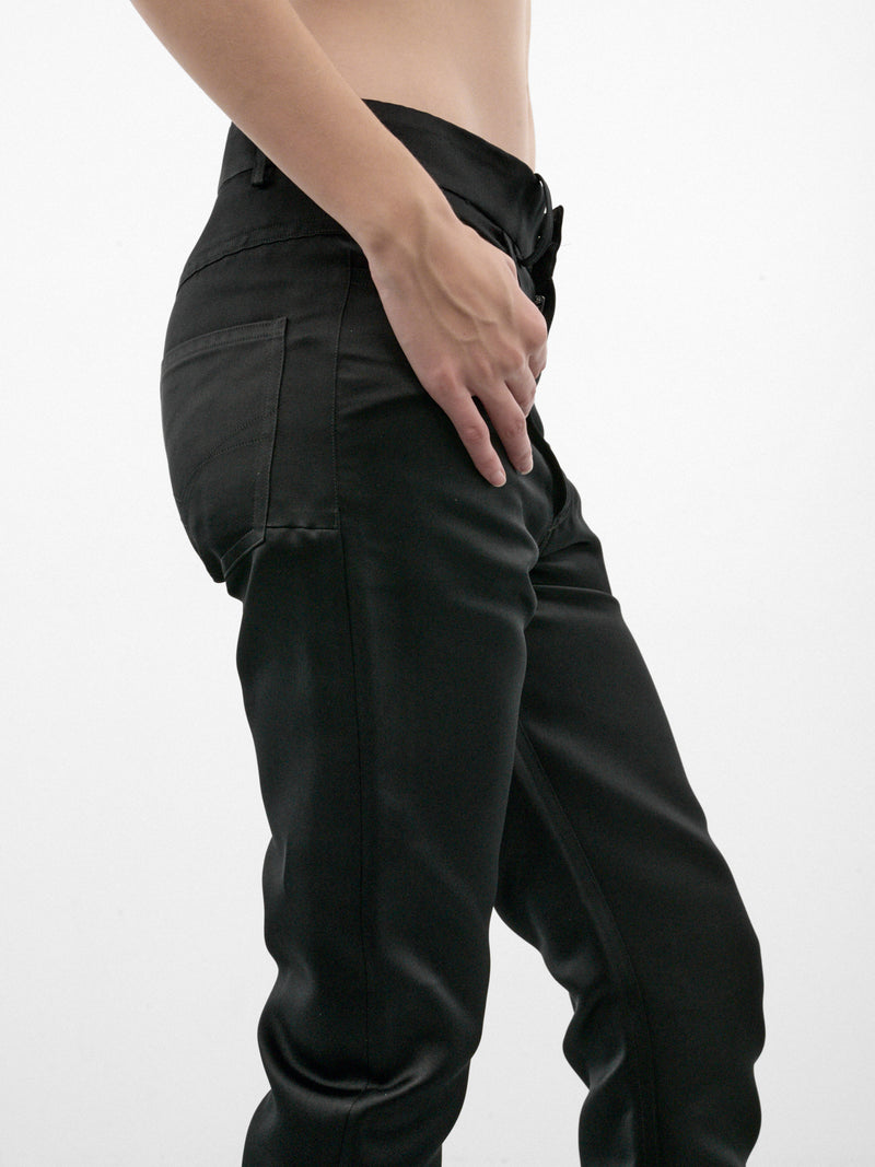 Black Silk Duchesse Flared Trousers (PFAW26TR03-1-BLACK)