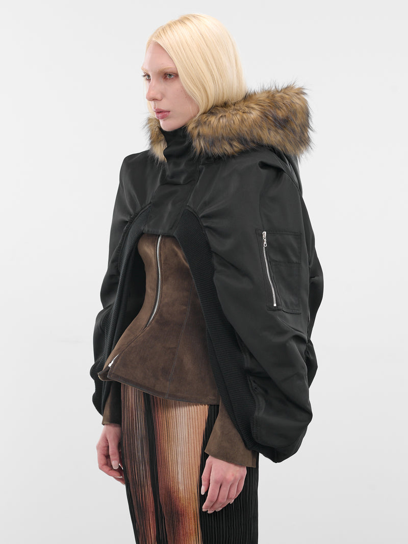 Black Nylon Bomber Cape (PFFW25OW01-BLACK)