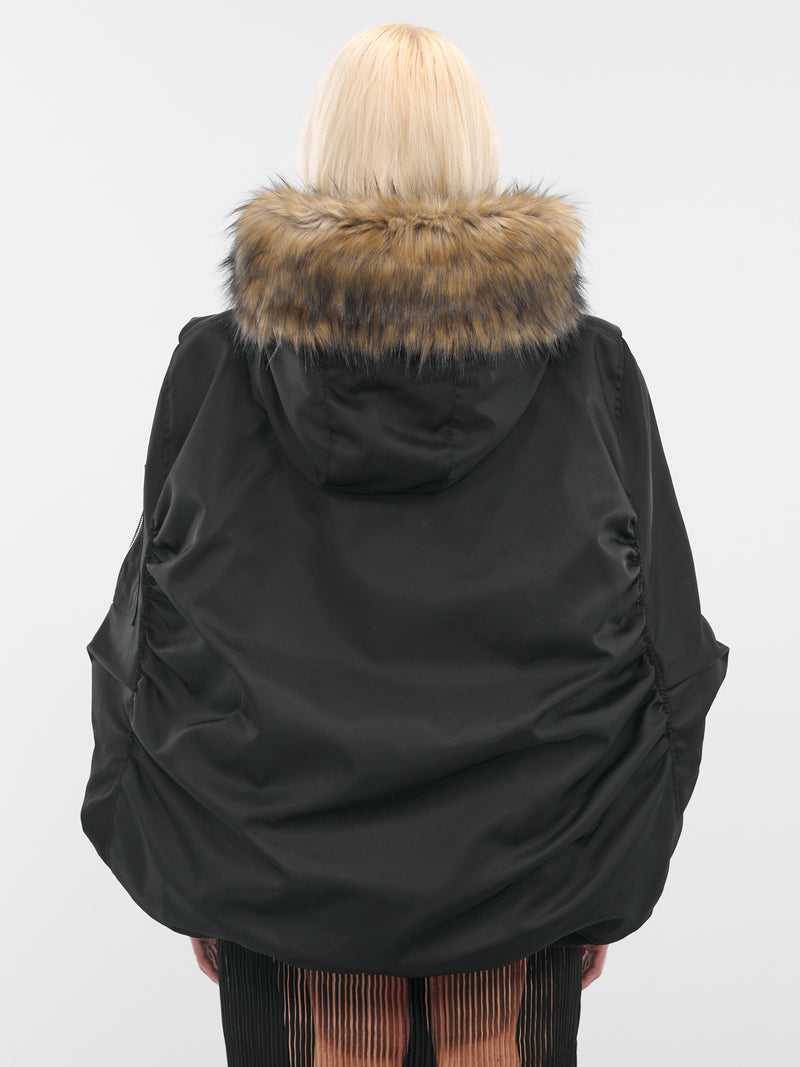 Black Nylon Bomber Cape (PFFW25OW01-BLACK)