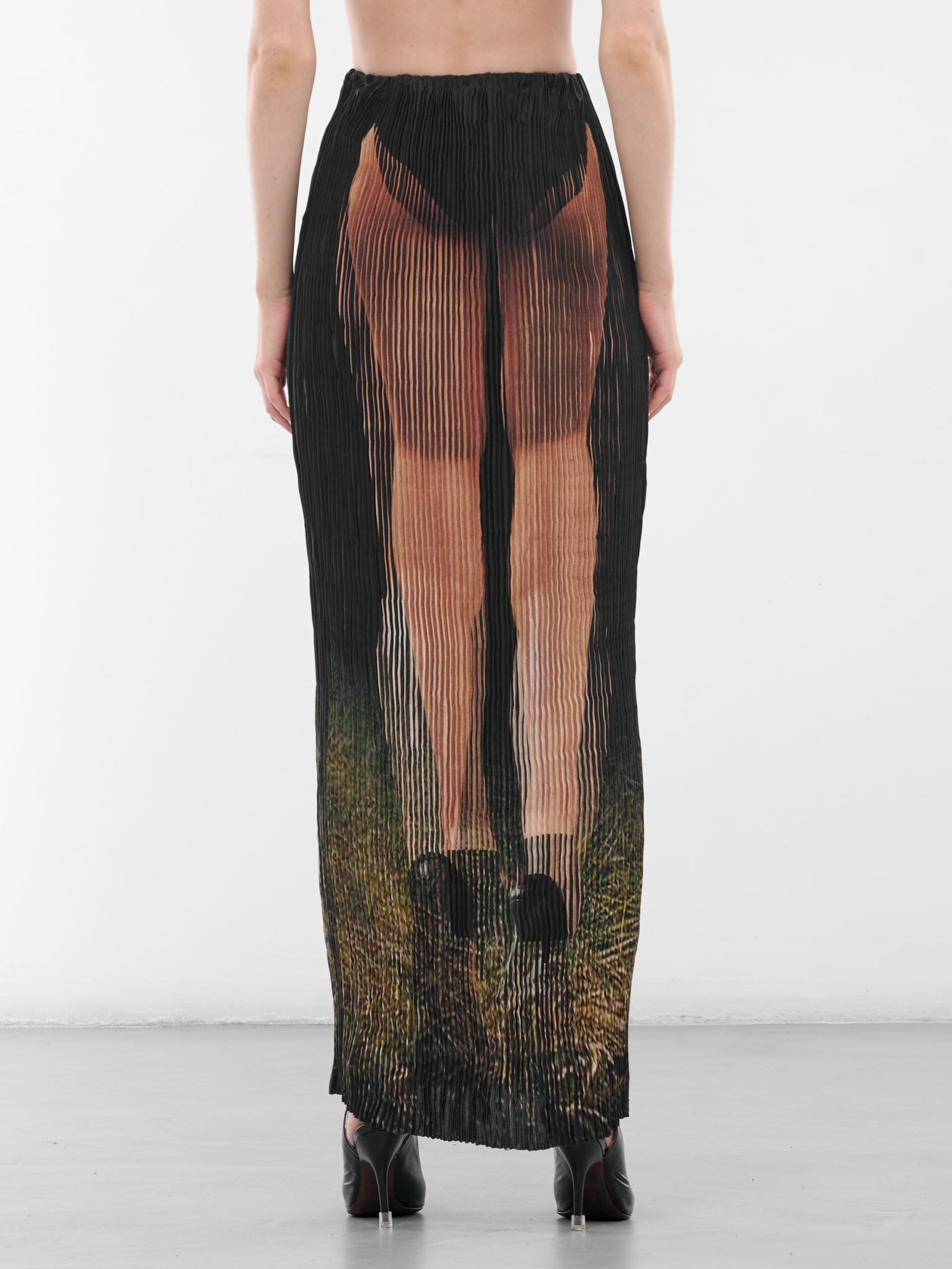 Trompe L'oeil Pleated Maxi Skirt (PFFW25SK01-HOUNDSTOOTH-FAIR)